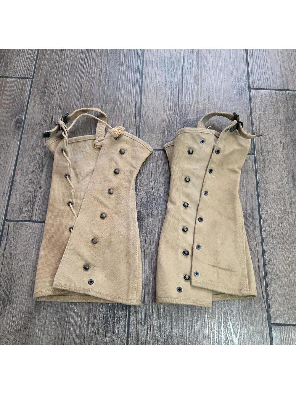 Vintage 1943 WW2 WWII Military Canvas Boot Gaiters Covers Gregory & Read Co Sz 3